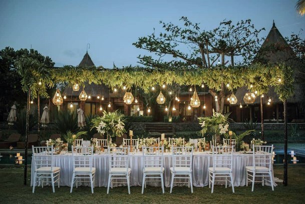 Cool Wedding Reception Hanging Greenery Lovely Light Decoration Inspiration Ideas