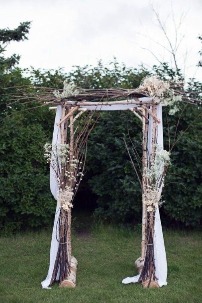 Cool White Sheer Curtain Wooden Arbor Inspiration Wedding Ideas