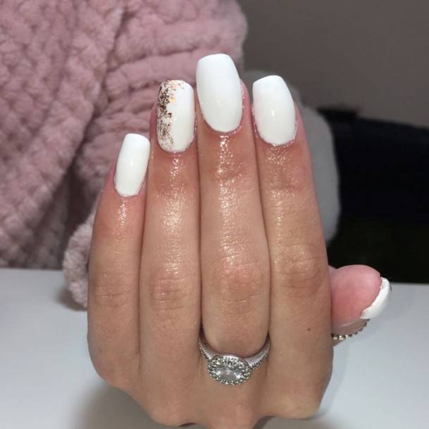 Cool White Square Nails For Women