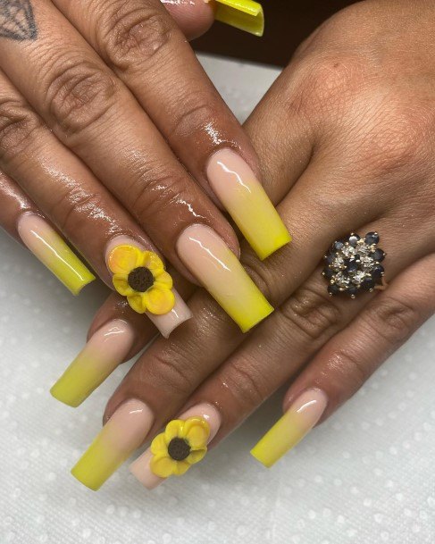 Cool Yellow Square Nails For Women