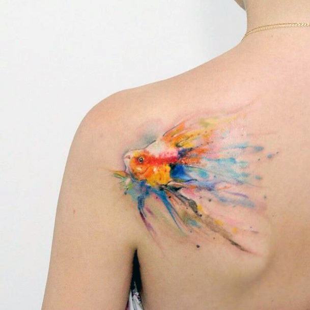 Coolest Females Angel Fish Tattoo