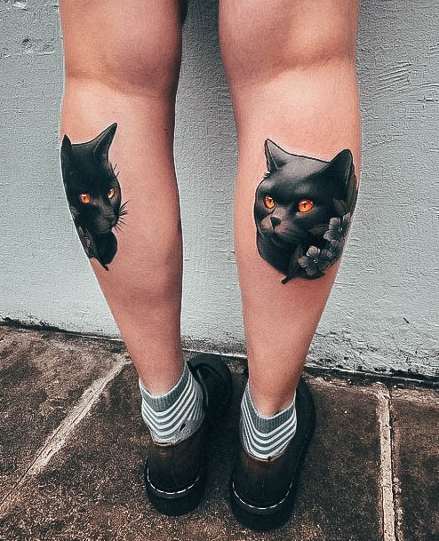 Coolest Females Black Cat Tattoo