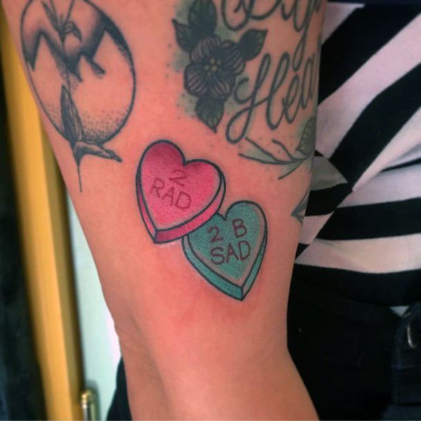 Coolest Females Candy Heart Tattoo