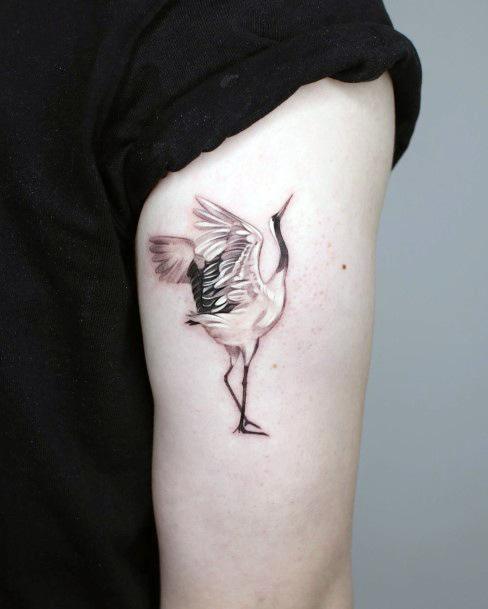 Coolest Females Crane Tattoo