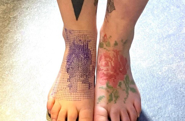 Coolest Females Cross Stitch Tattoo