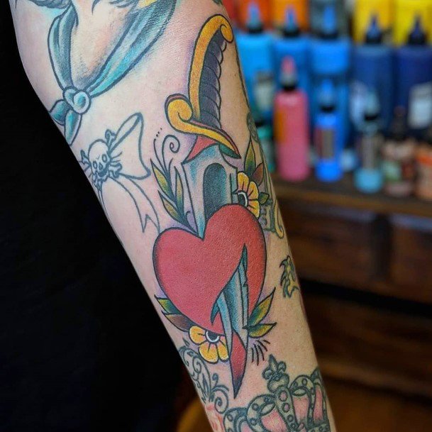 Coolest Females Dagger Heart Tattoo