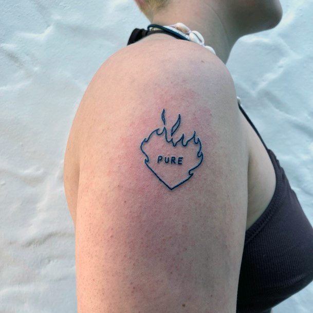 Coolest Females Flaming Heart Tattoo