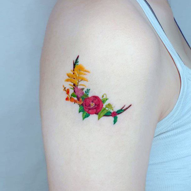 Coolest Females Flower Moon Tattoo