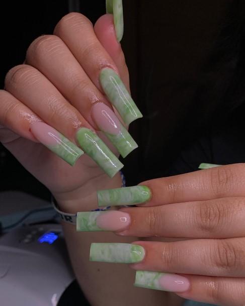 Coolest Females Green And White Nail