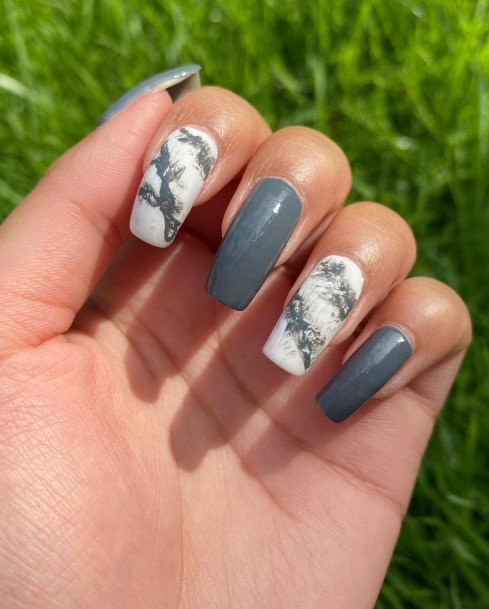 Coolest Females Grey And White Nail