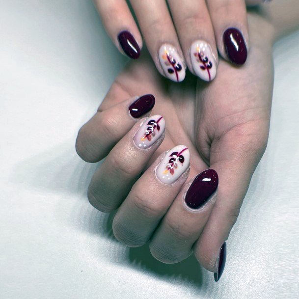 Coolest Females Maroon White Nail