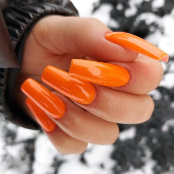 Coolest Females Orange Dress Nail