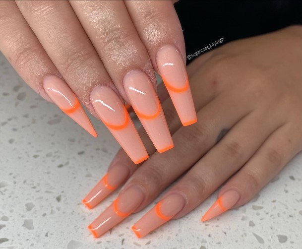 Coolest Females Orange French Tip Nail