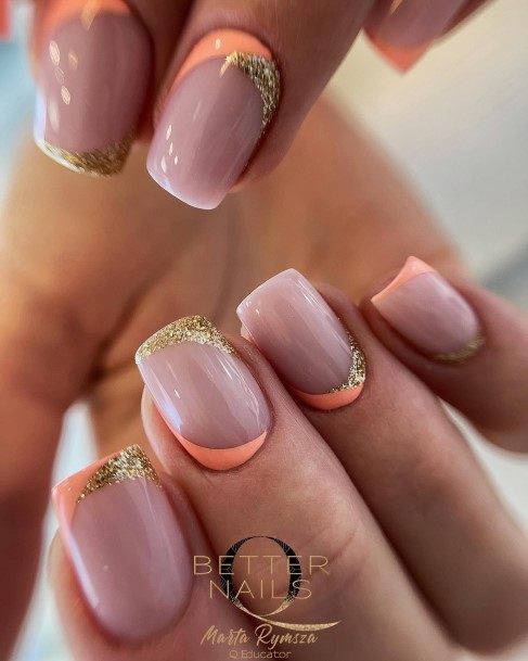 Coolest Females Peach And Pink Nail