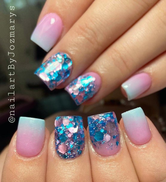 Coolest Females Pink And Blue Nail