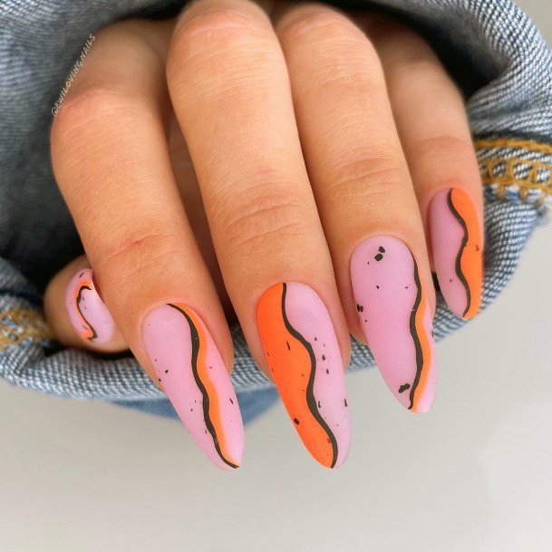 Coolest Females Pink And Orange Nail