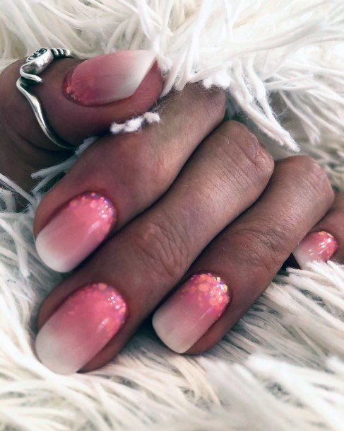 Coolest Females Pink Ombre With Glitter Nail