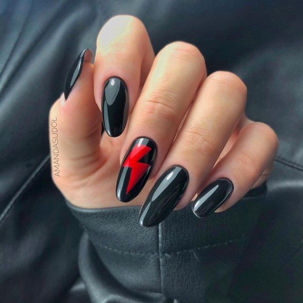 Coolest Females Red And Black Nail