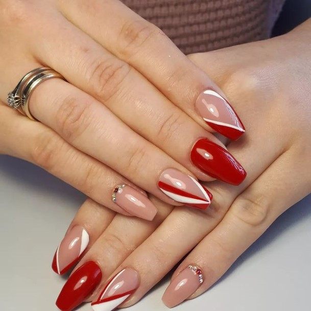 Coolest Females Red And Nude Nail