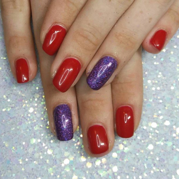 Coolest Females Red And Purple Nail