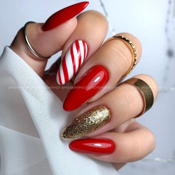 Coolest Females Red Glitter Nail