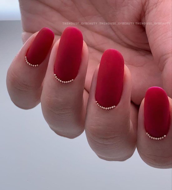 Coolest Females Red With Diamond Rhinestones Nail