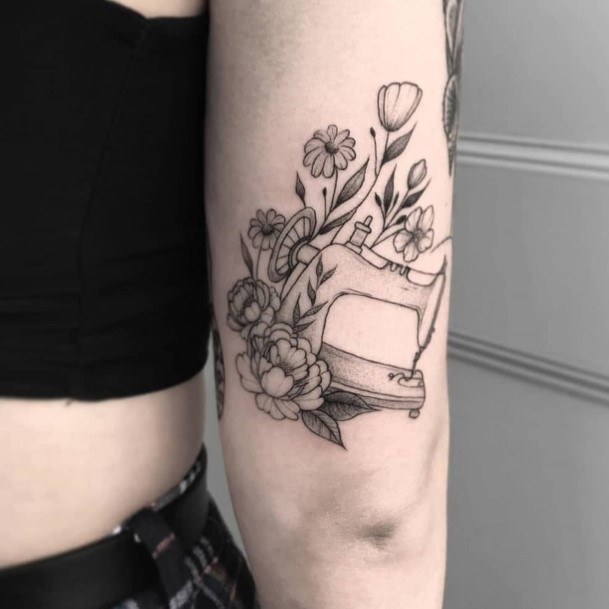 Coolest Females Sewing Machine Tattoo