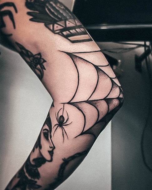 Coolest Females Small Spider Web Tattoo