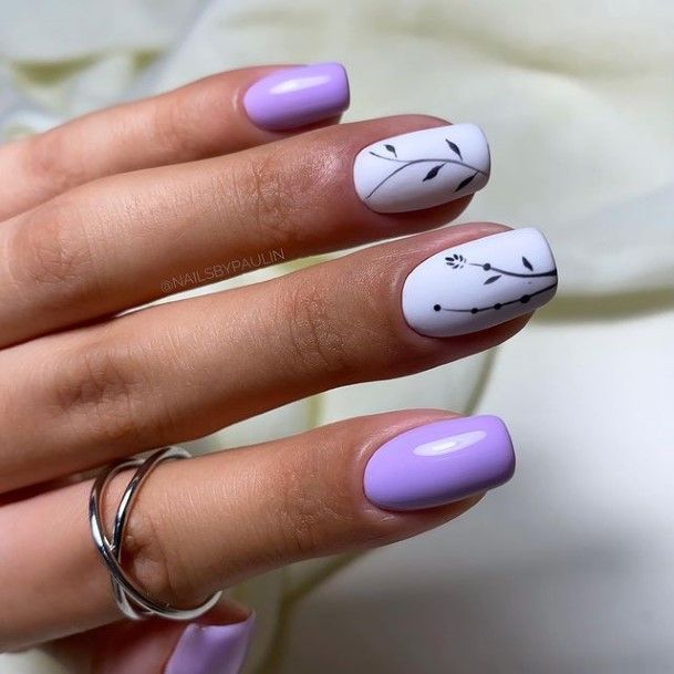 Coolest Females White And Purple Nail