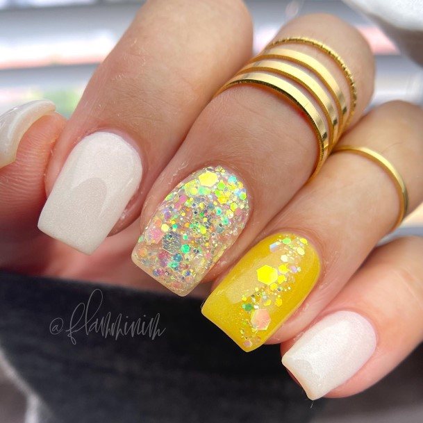 Coolest Females Yellow Square Nail