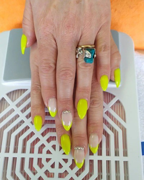 Coolest Females Yellow With Diamonds Nail