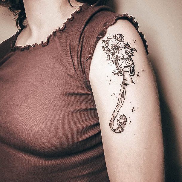 Coolest Womens Aquarius Tattoos Upper Arm