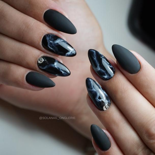 Coolest Womens Black And White Marble Nails