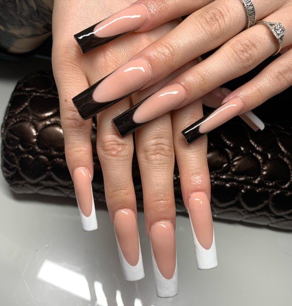 Coolest Womens Black French Tip Nails