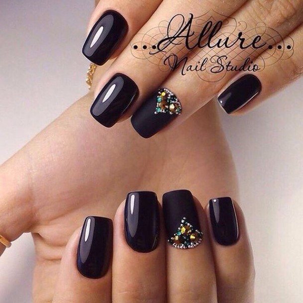 Coolest Womens Black Prom Nails