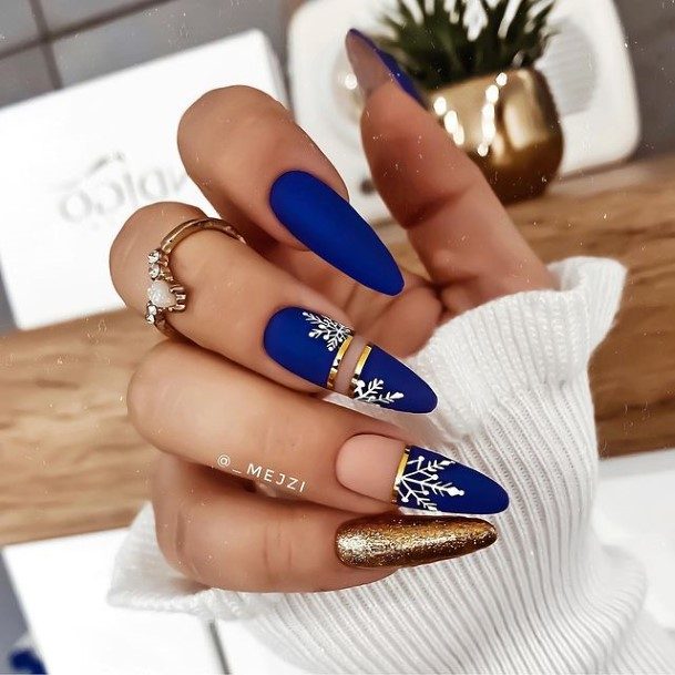 Coolest Womens Blue And Gold Nails