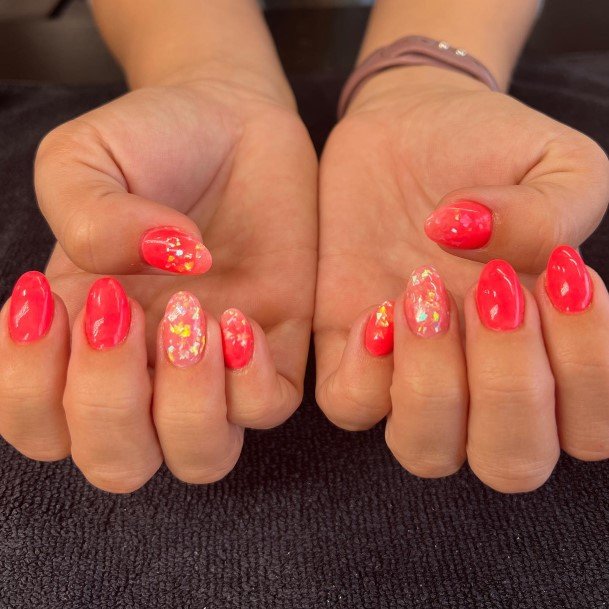 Coolest Womens Bright Coral Nails