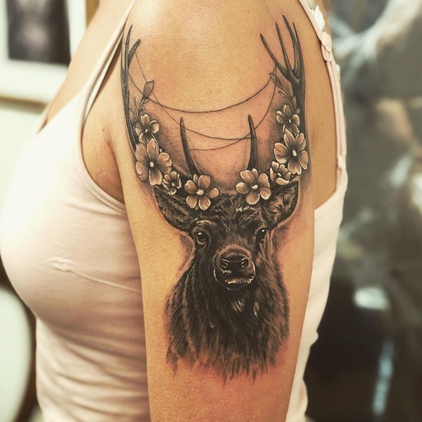 Coolest Womens Caribou Reindeer Tattoos