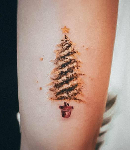 Coolest Womens Christmas Tree Tattoos