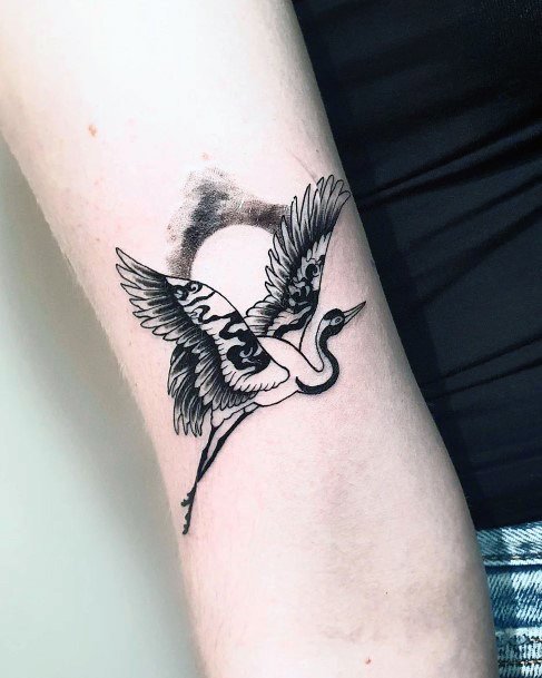 Coolest Womens Crane Tattoos