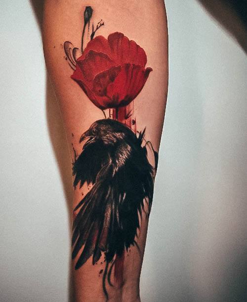 Coolest Womens Crow Tattoos