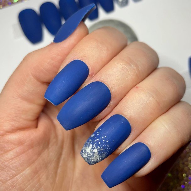 Coolest Womens Dark Blue Matte Nails