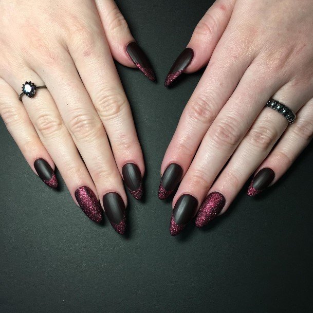 Coolest Womens Dark Maroon Nails