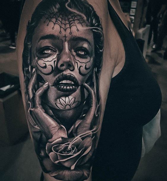 Coolest Womens Day Of The Dead Tattoos