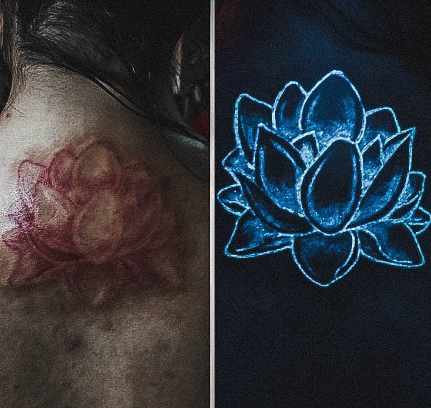 Coolest Womens Glow In The Dark Tattoos Lotus Flower Ultraviolet Light