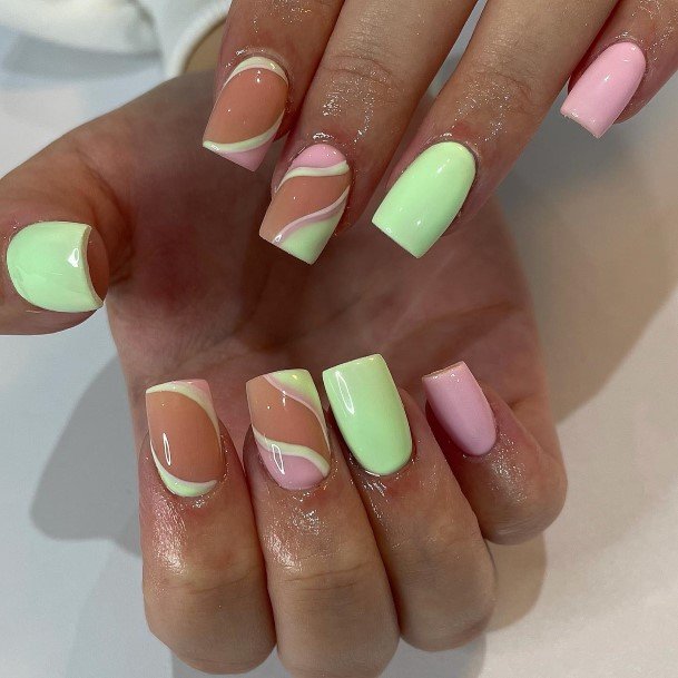 Coolest Womens Green And Pink Nails