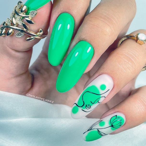 Coolest Womens Green Dress Nails