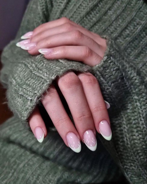 Coolest Womens Green French Tip Nails