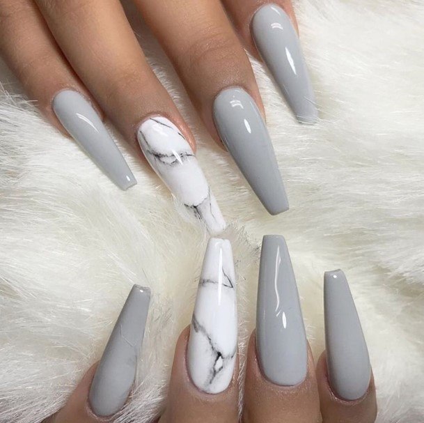 Coolest Womens Grey And White Nails