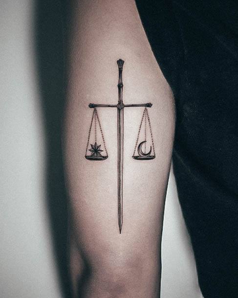 Coolest Womens Libra Tattoos Scale Sword